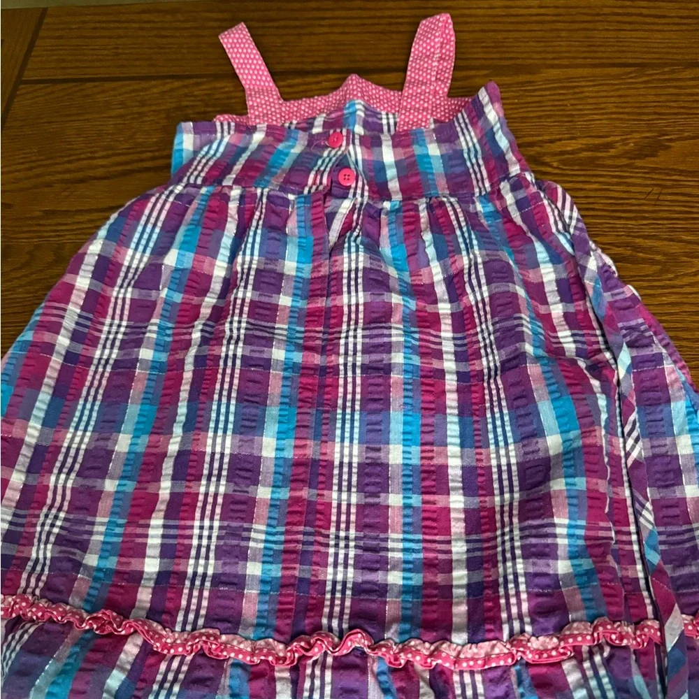Youngland Vibrant Pink and Blue Plaid Dress - Picture 1 of 6